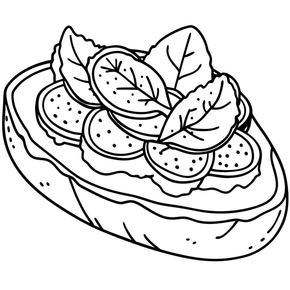 Gourmet Bruschetta with Prosciutto. Tomatoes. and Pesto vector
