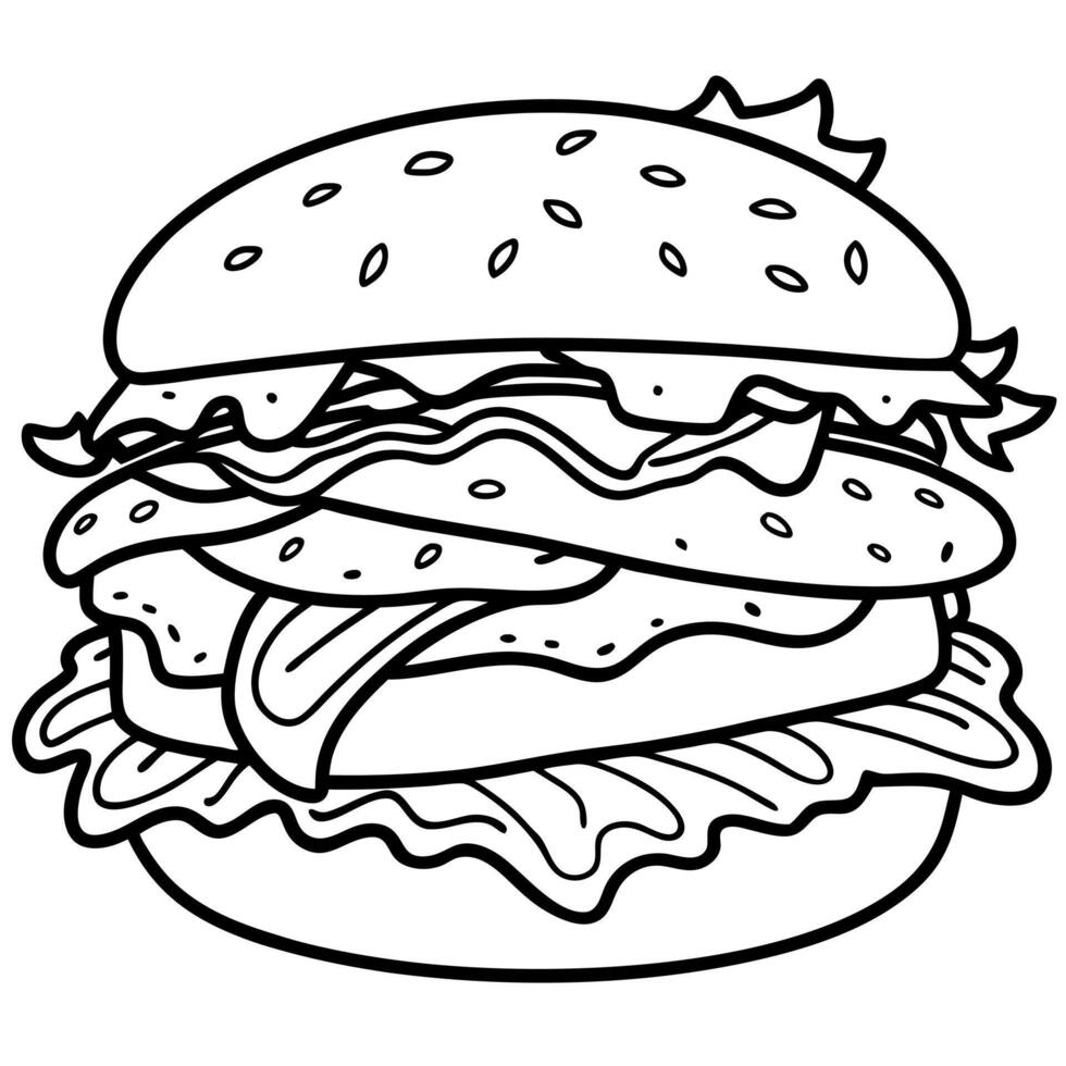 A juicy burger topped with crispy bacon. fresh lettuce. ripe tomato. and melted cheese vector
