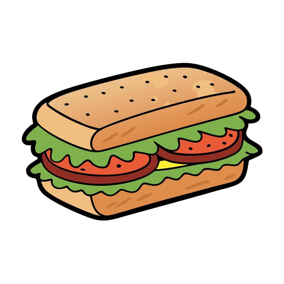 Large sandwich with beef. vegetables and cheese. isolated on transparent background vector