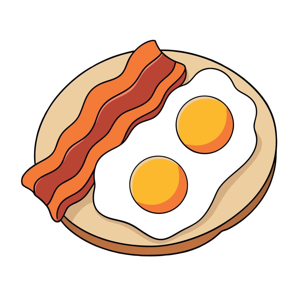 Fried Eggs and Bacon Isolated on a Transparent Background vector