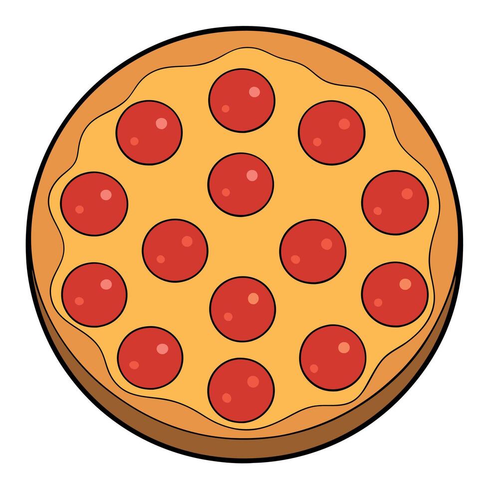A delicious pepperoni pizza arranged neatly on a wooden surface. ideal for food themes vector