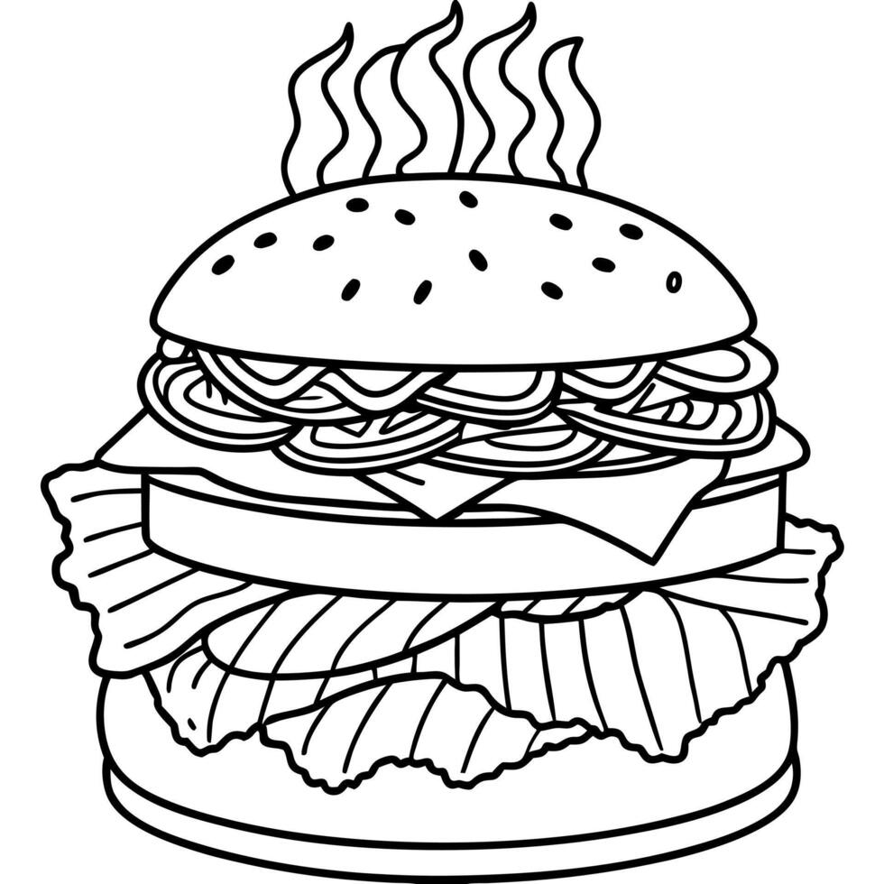Delicious cheeseburger with bacon and french fries is steaming on wooden table vector