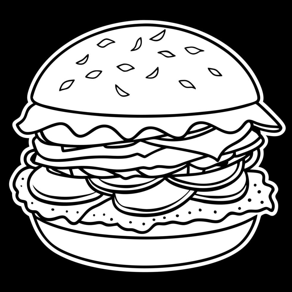 Delicious gourmet burger with bacon and caramelized onions on black background vector