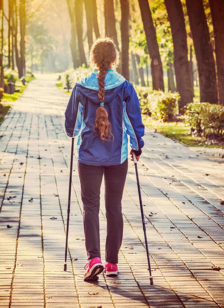 Nordic walking woman photo