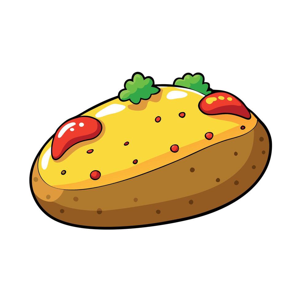 Delicious Baked Potato with Chili and Cheese Isolated on a Transparent Background. vector