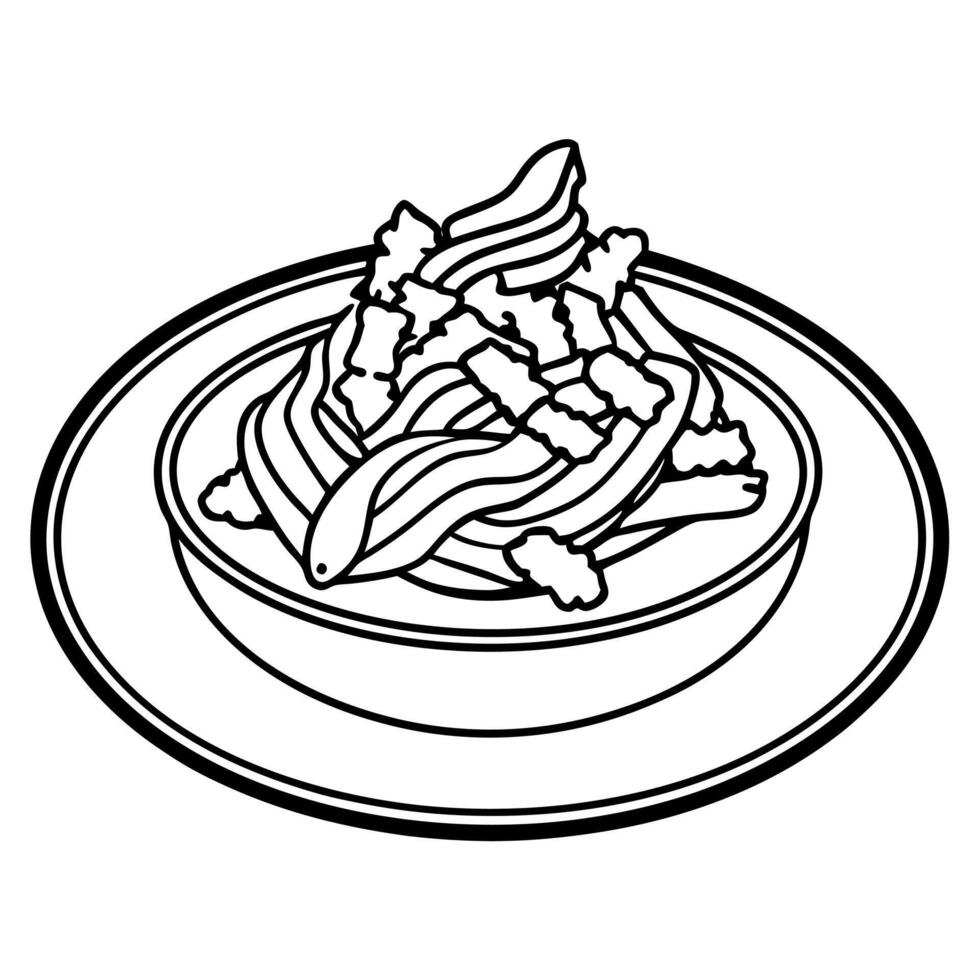 Loaded Fries with cheese bacon and sour cream isolated on transparent background. vector