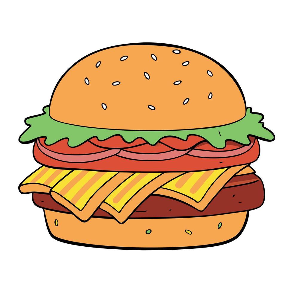 Close Up of a Juicy Cheeseburger With Bacon and Toppings Served With French Fries vector