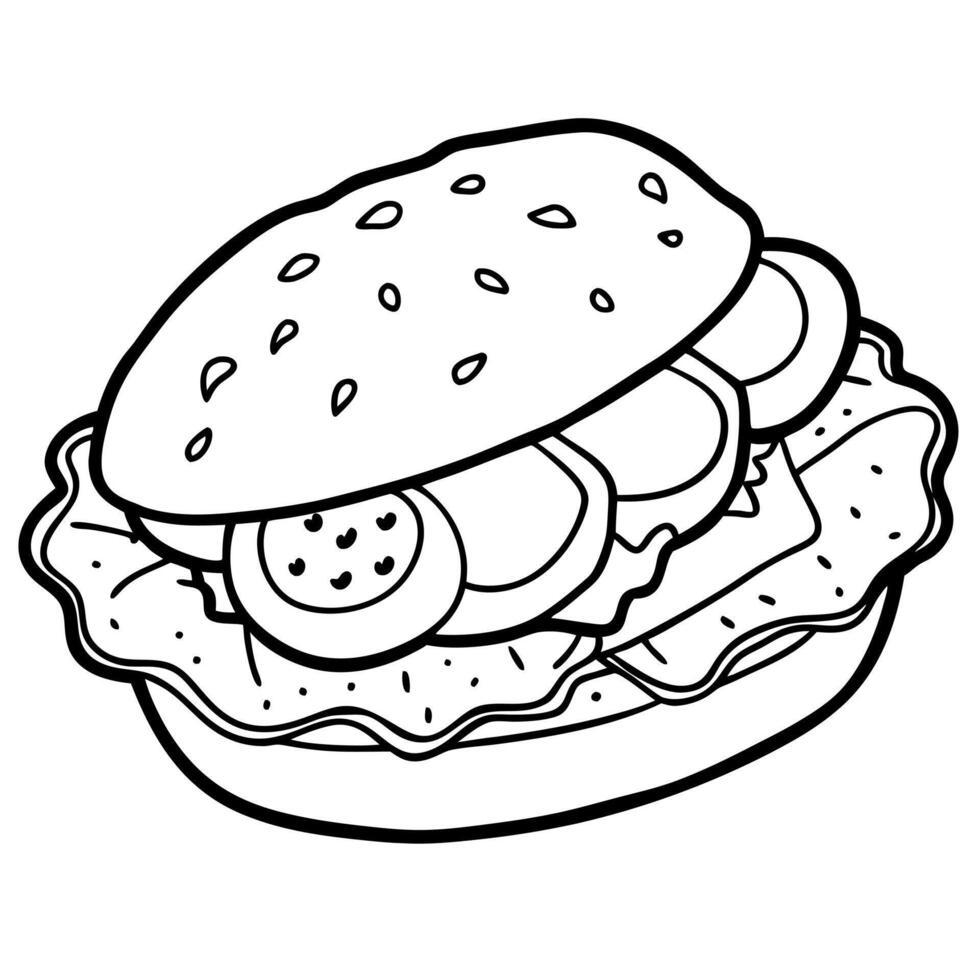 Breakfast sandwich with scrambled eggs. sausage. cheese. and spinach on a croissant vector