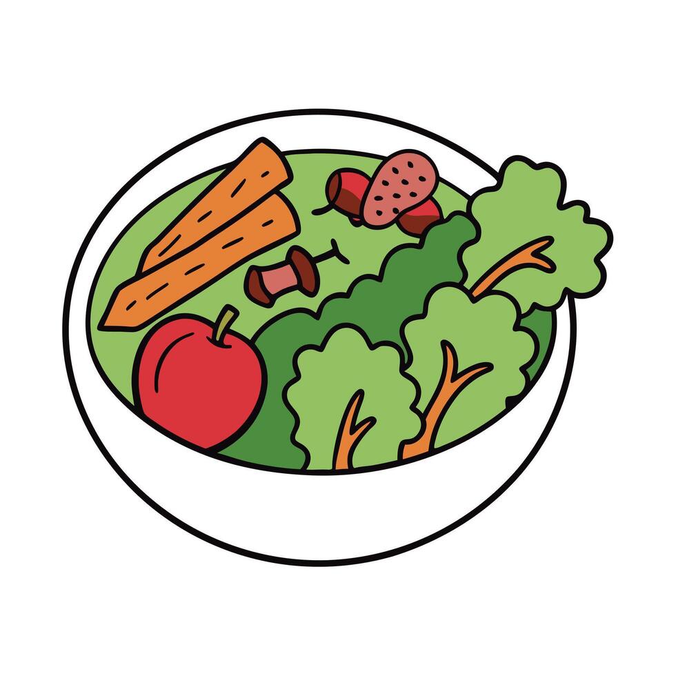 Autumn salad featuring apple cranberry bacon and broccoli With copyspace for text vector