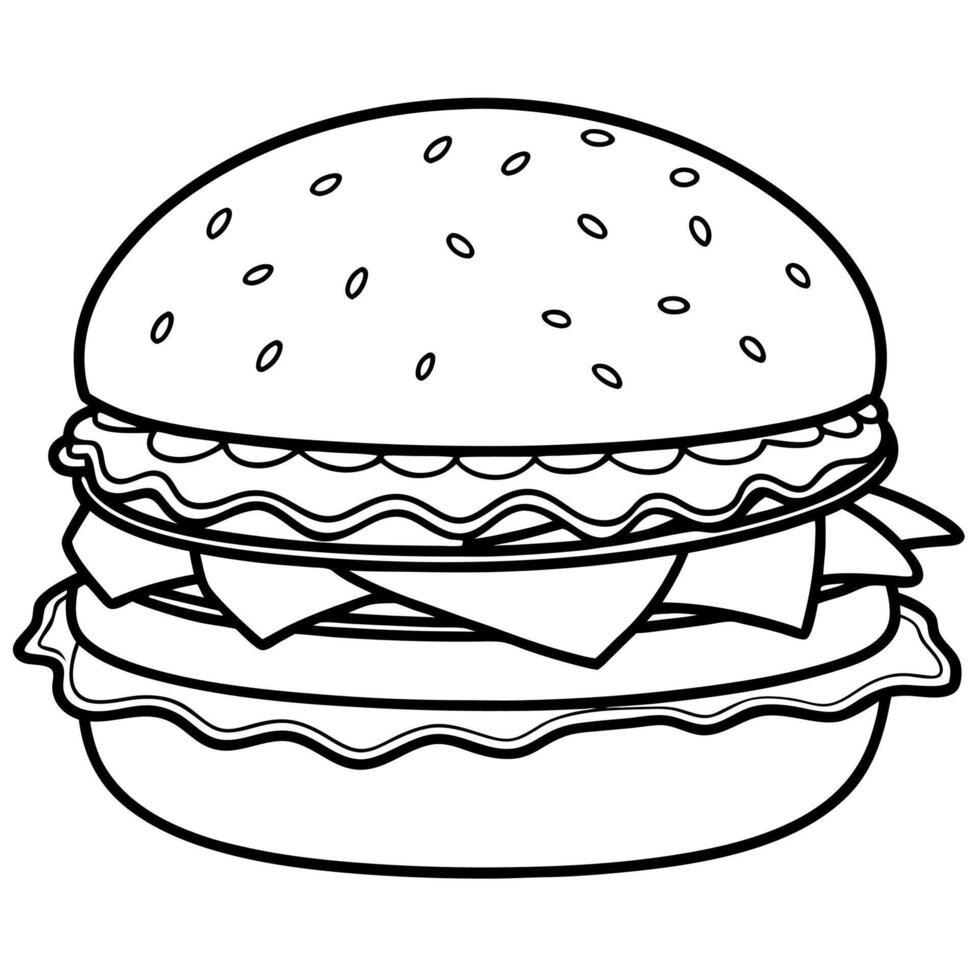 Juicy tasty hamburger on the table. Fast food image of a burger with grilled meat. vector