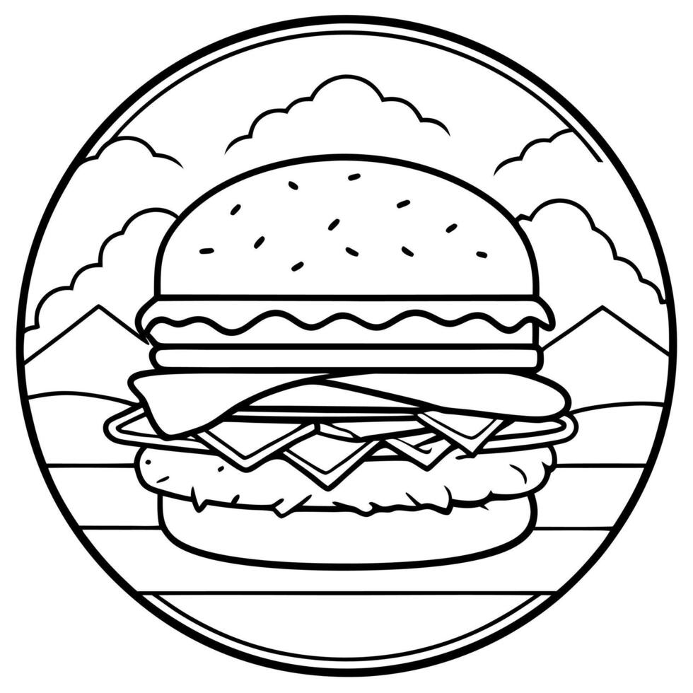 Cheeseburger with beef. lettuce. tomato. cheese. with beautiful background vector
