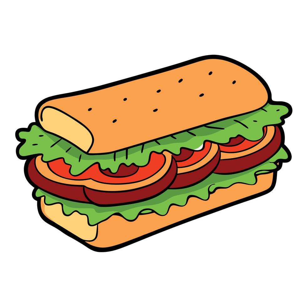 Delicious Sandwich with Crisp Bacon. Fresh Lettuce. and Tomato on Rustic Bread vector