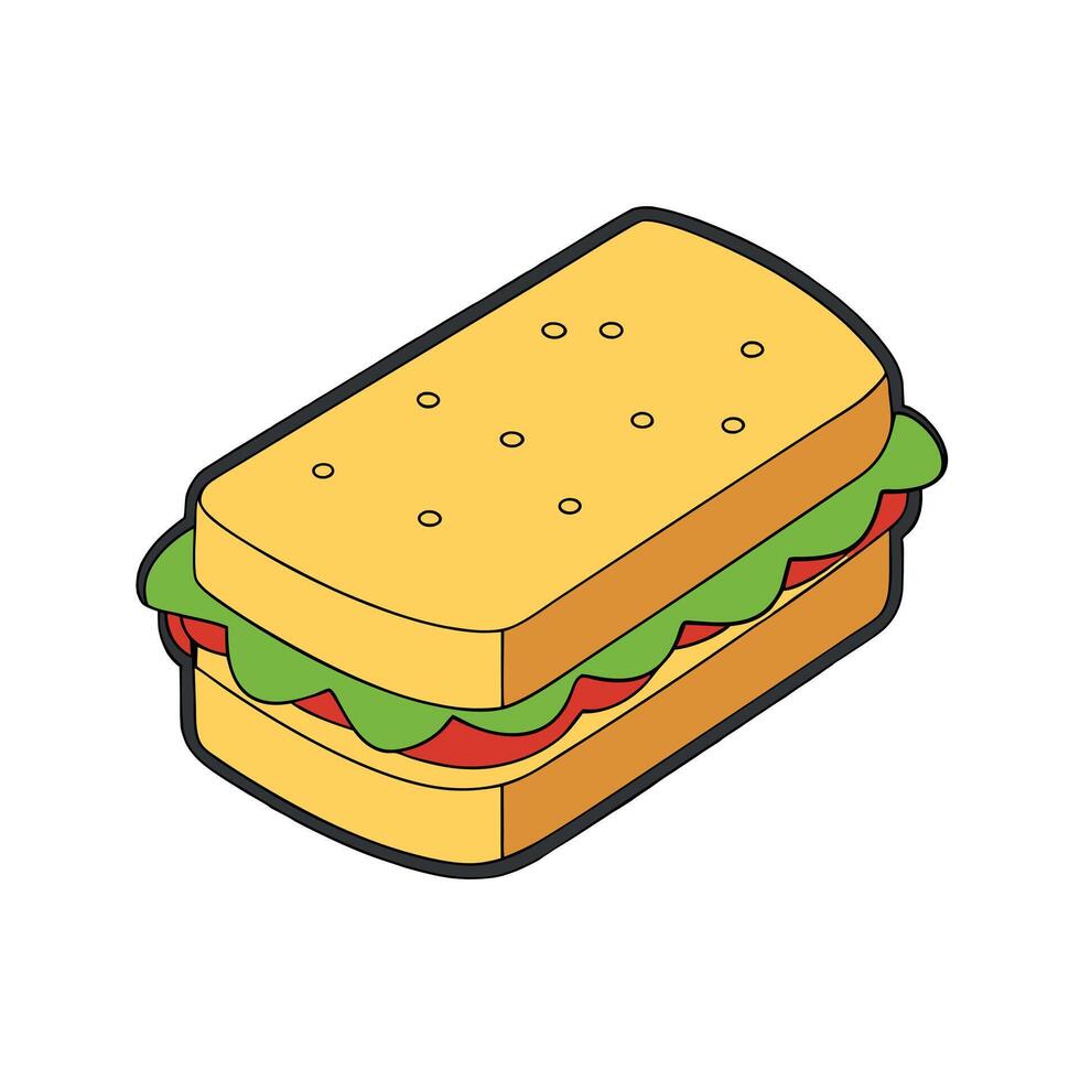 Cheese sandwich top view full length isolate on trasparency background vector