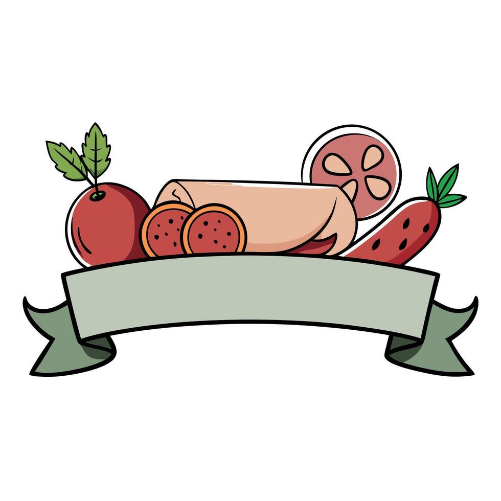 Different Italian ham and salami with herbs. Creative Banner. Copyspace image vector