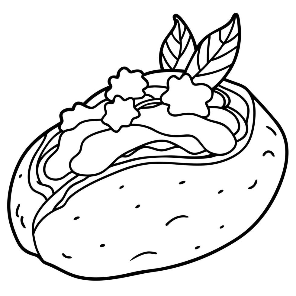 Loaded baked potato with chives. bacon. and sour cream vector