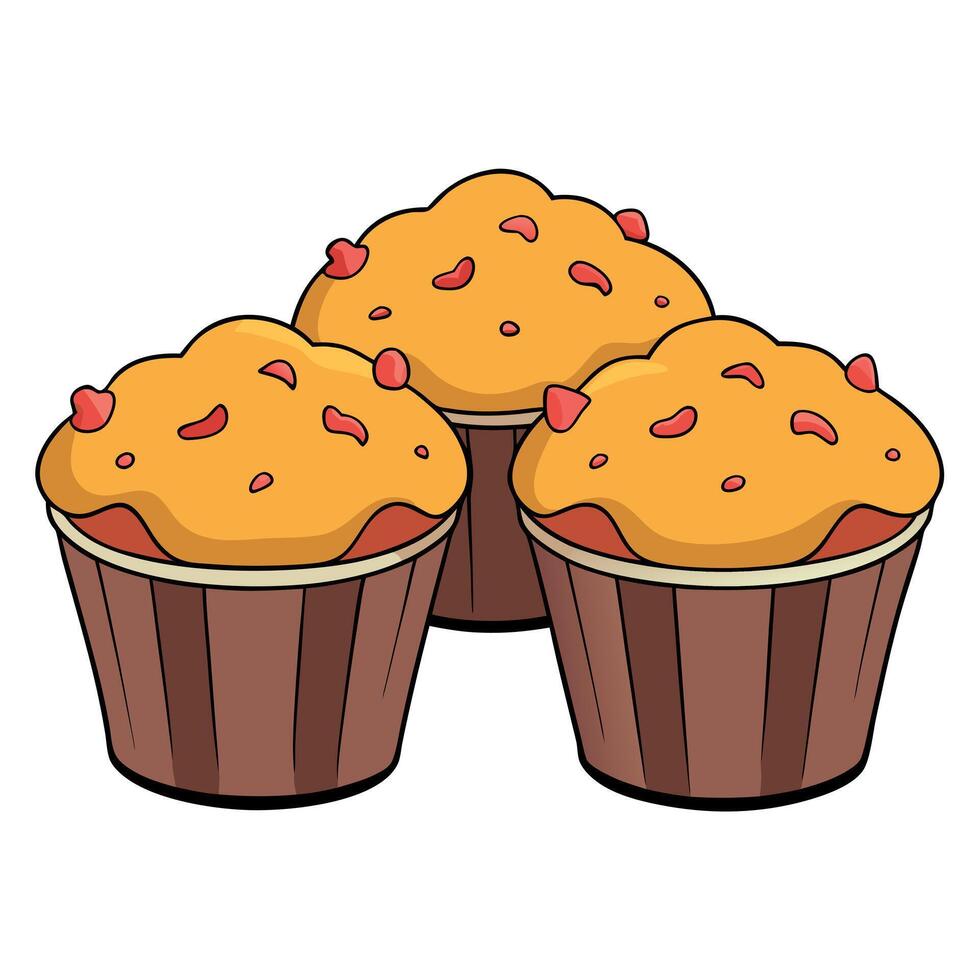 Freshly Baked Cheddar Muffins with Bacon. vector