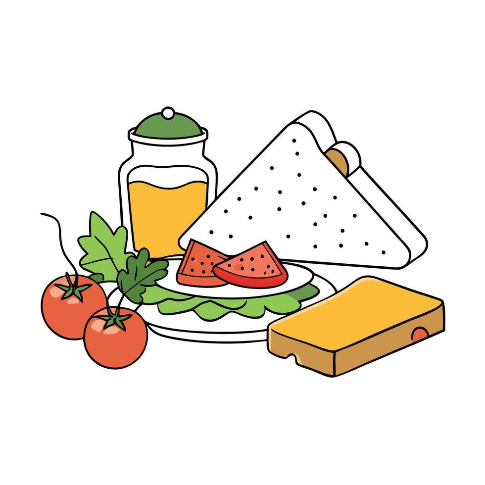 Fresh Ingredients for a Delicious Sandwich Preparation vector