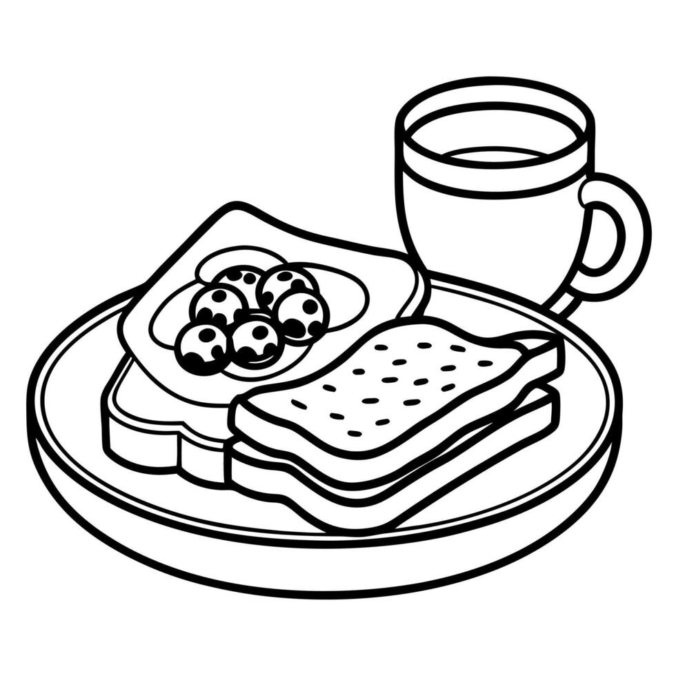 A delicious breakfast of French toast with fresh berries and a cup of coffee. vector