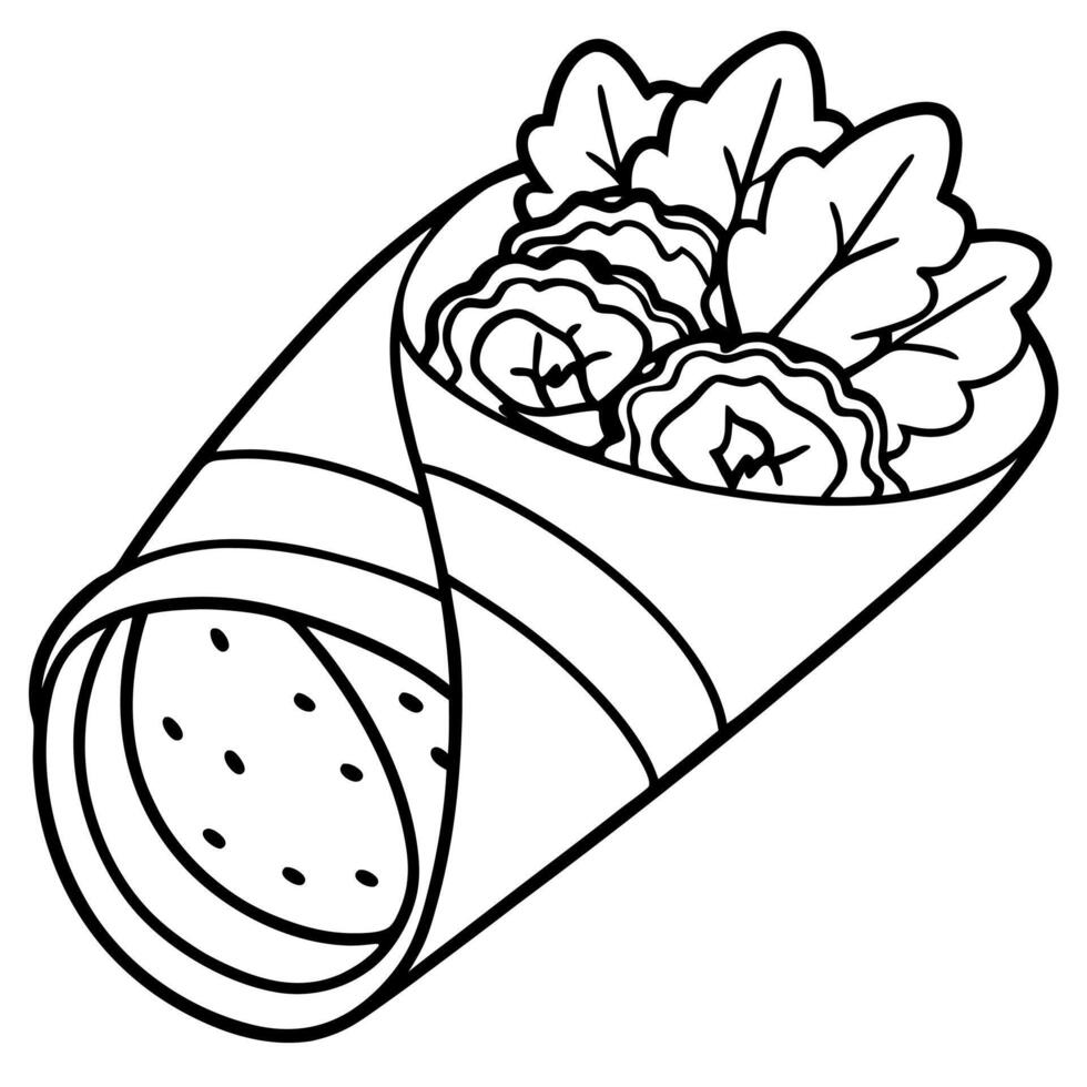 Healthy lunch wrap with grilled chicken. fresh vegetables whole-grain tortilla vector