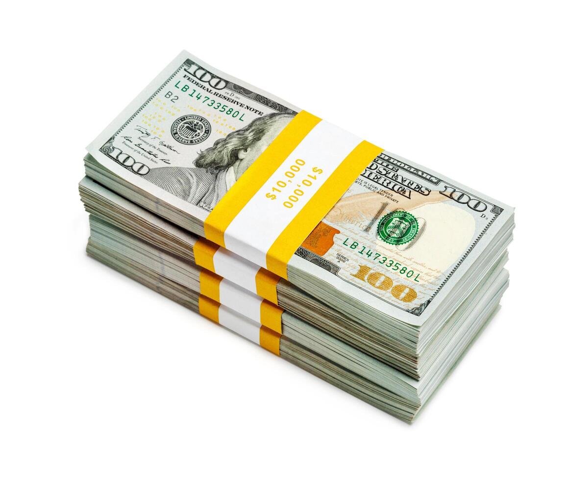 Bundles of 100 US dollars 2013 edition banknotes photo
