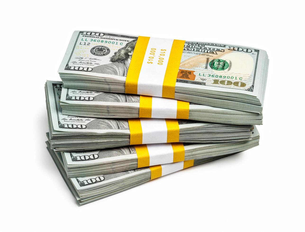 Bundles of 100 US dollars 2013 edition banknotes photo