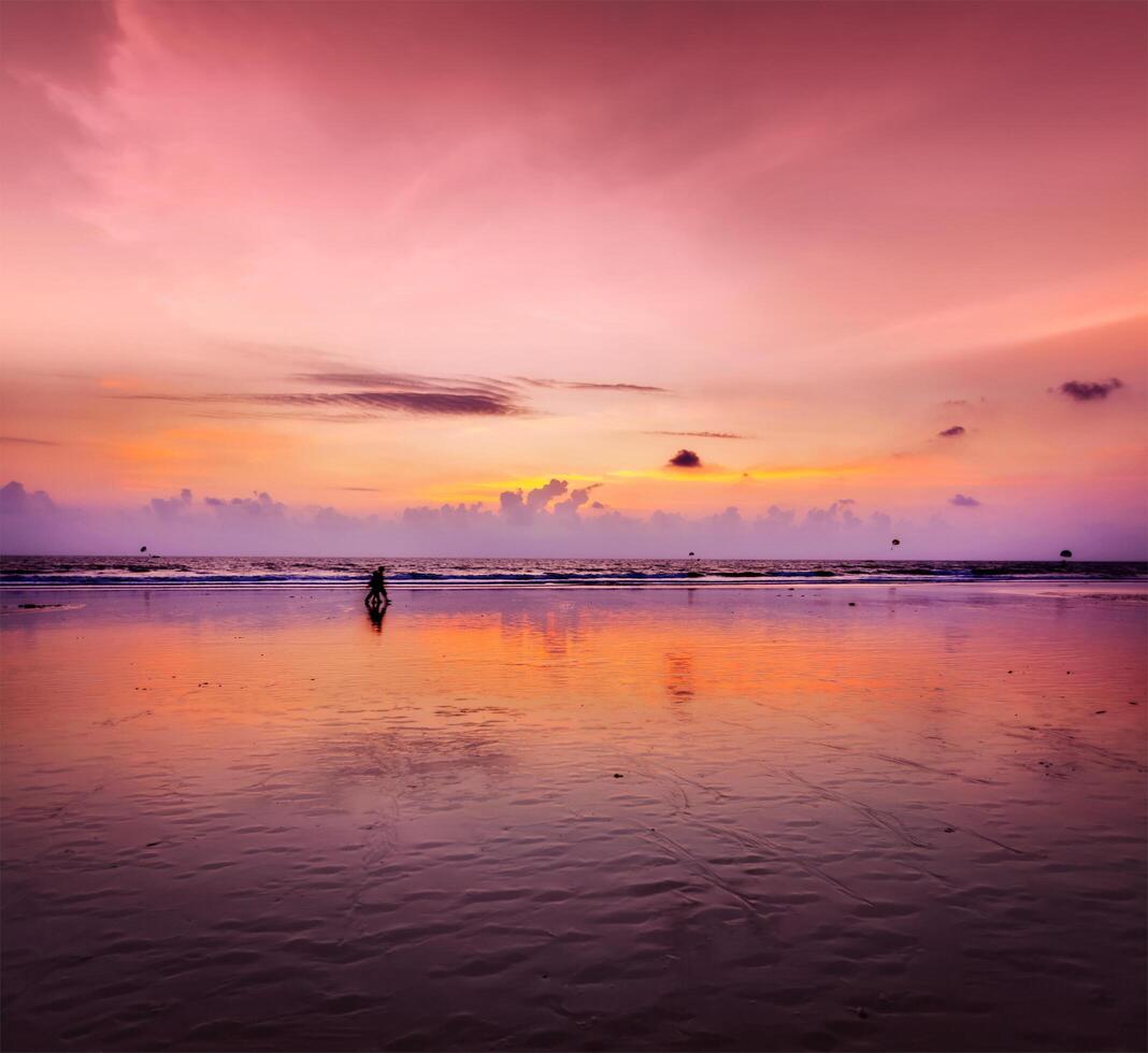 Romantic sunset, Goa, India photo