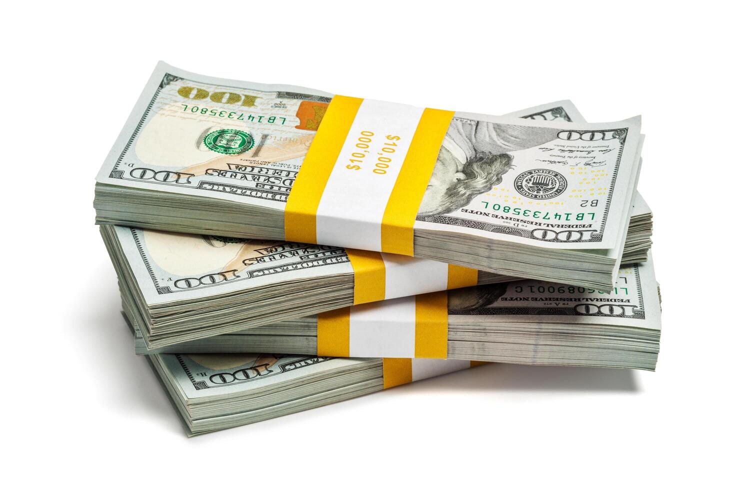 Bundles of 100 US dollars 2013 edition banknotes photo