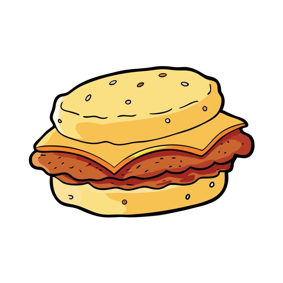 Biscuit sandwich with bacon. egg and cheese isolated on a white background vector