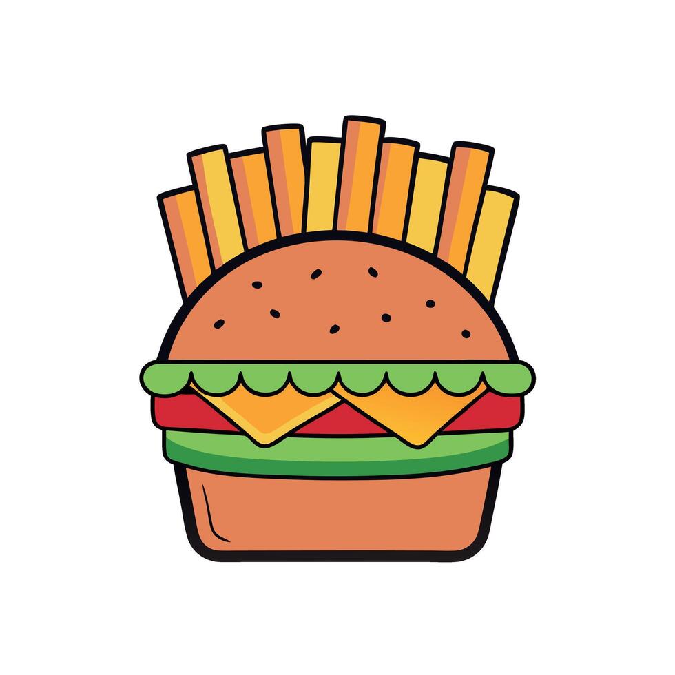 Classic Hamburger with Crispy Fries. Best For Banner. Flyer. and Poster vector
