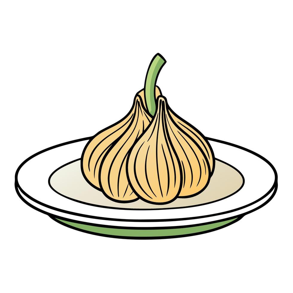 Garlic and Herb Spaghettion a plate isolated on transparent background. vector