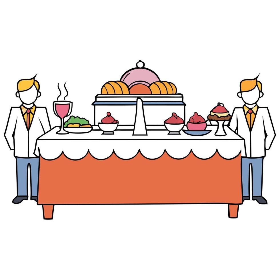 Food catering buffet. Wedding. Anniversary. Dinner event. technology. vector