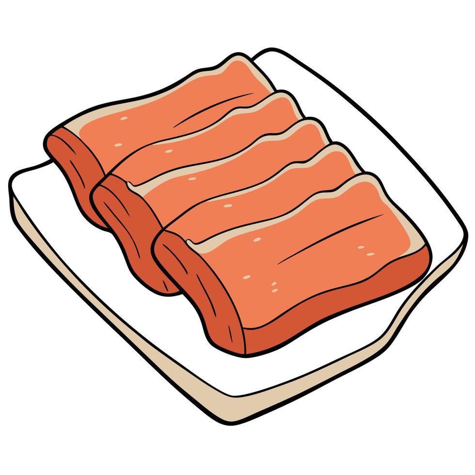 Fresh pork belly pieces on parchment paper. flat lay. vertical poster vector