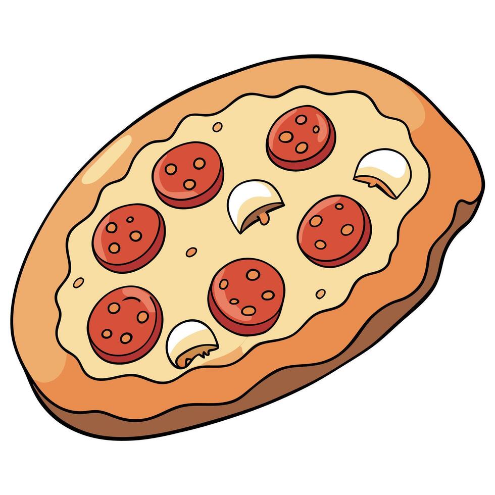 Delicious pizza with bacon. ham. mozzarella and tomato sauce - isolated vector