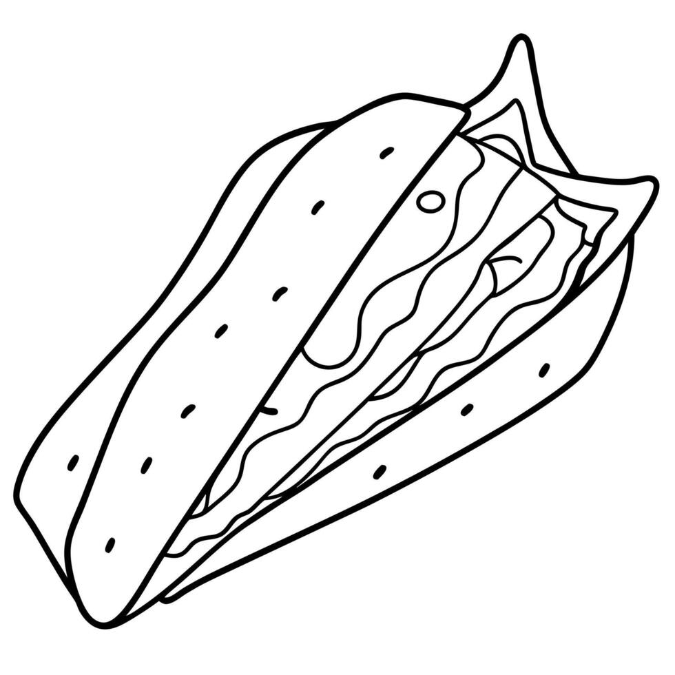Cheesy Bacon Quesadilla with Golden Brown Tortilla on White Background vector