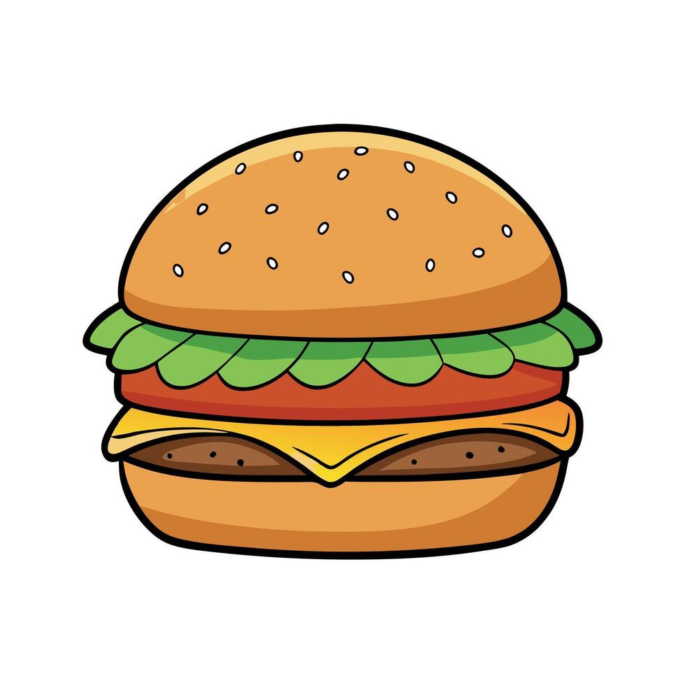 High-Quality Fully Loaded Burger Isolated on Transparent Background vector