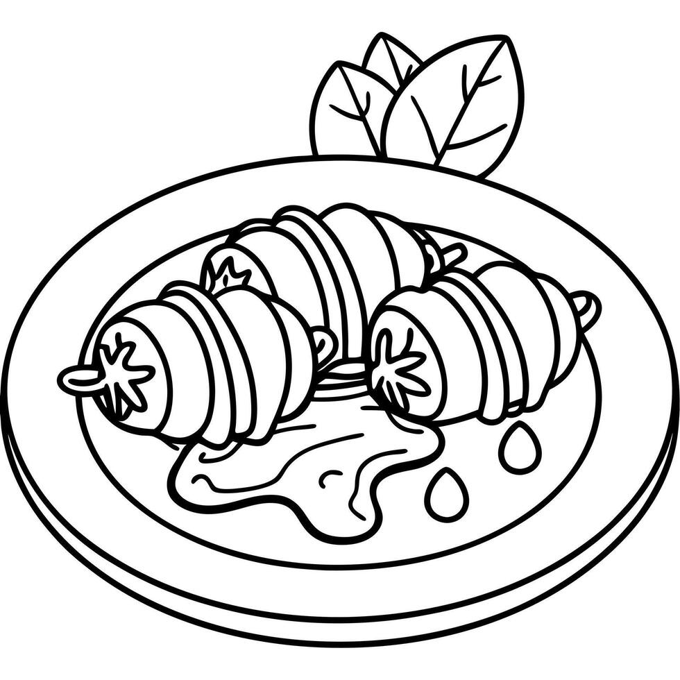 Balsamic Soaked Bacon Wrapped Scallop Delight with Water Chestnuts vector