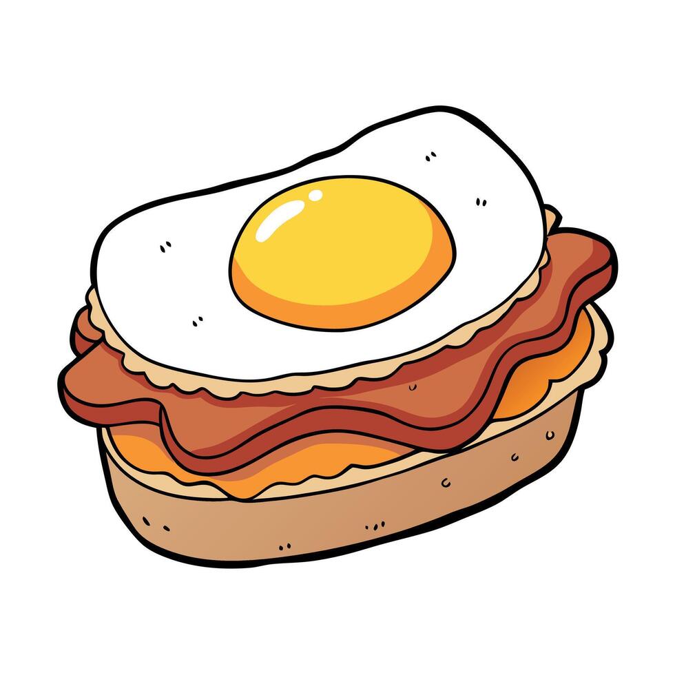 Delicious breakfast sandwich with bacon and fried egg. studio shot vector