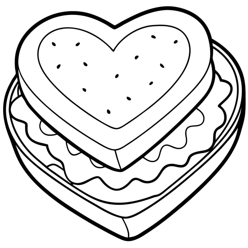 Delicious heart shaped sandwich isolated on transparent background vector