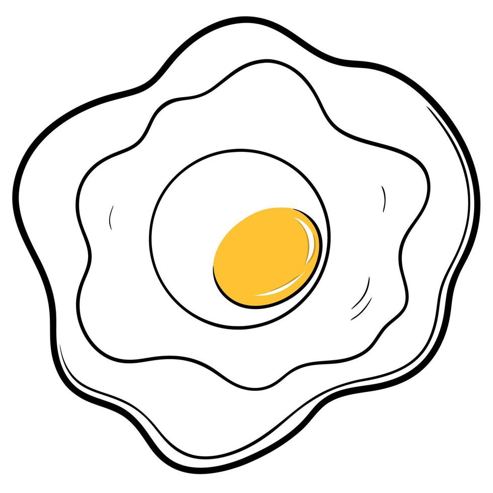 Isolated Fried Egg Top View on transparent Background. Collection vector