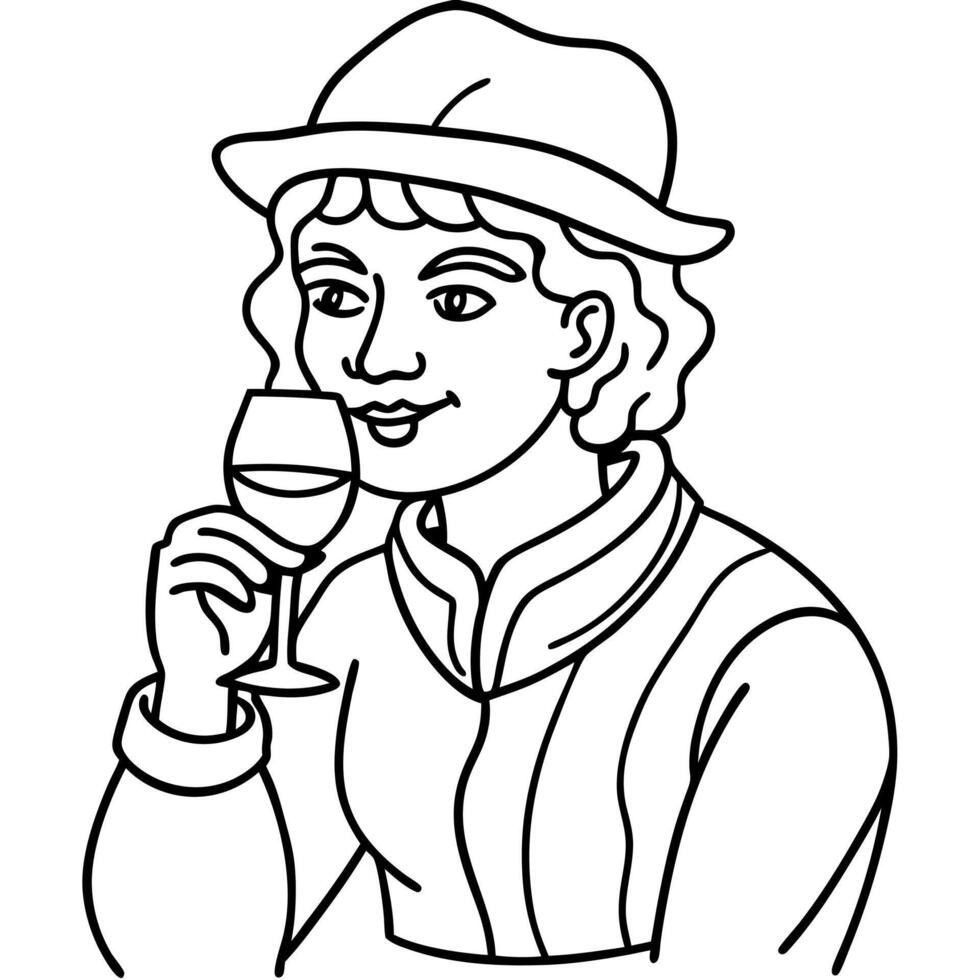A person is holding a wine glass and is about to take a sip of wine vector