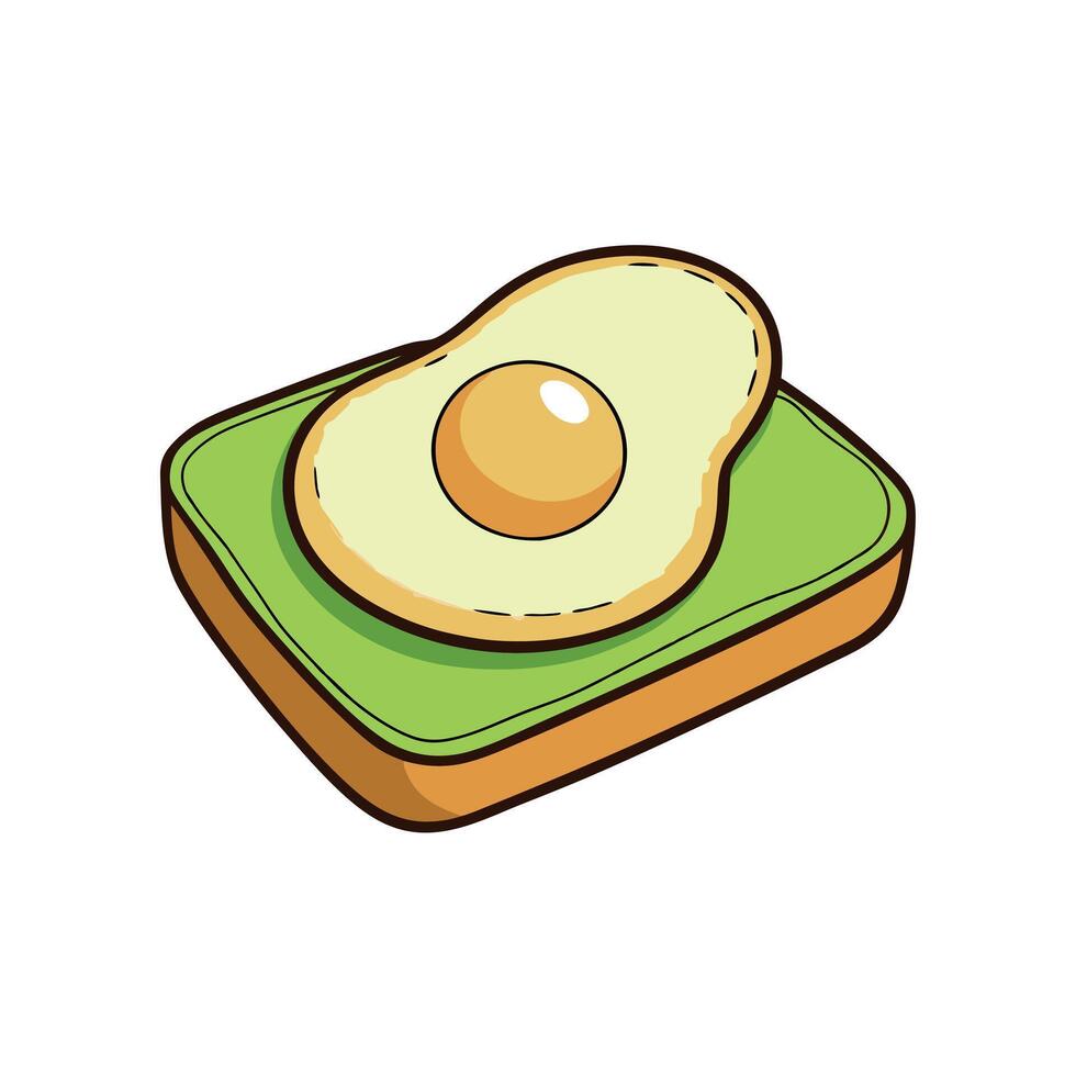 Delicious toast with avocado and fried egg for a healthy breakfast vector