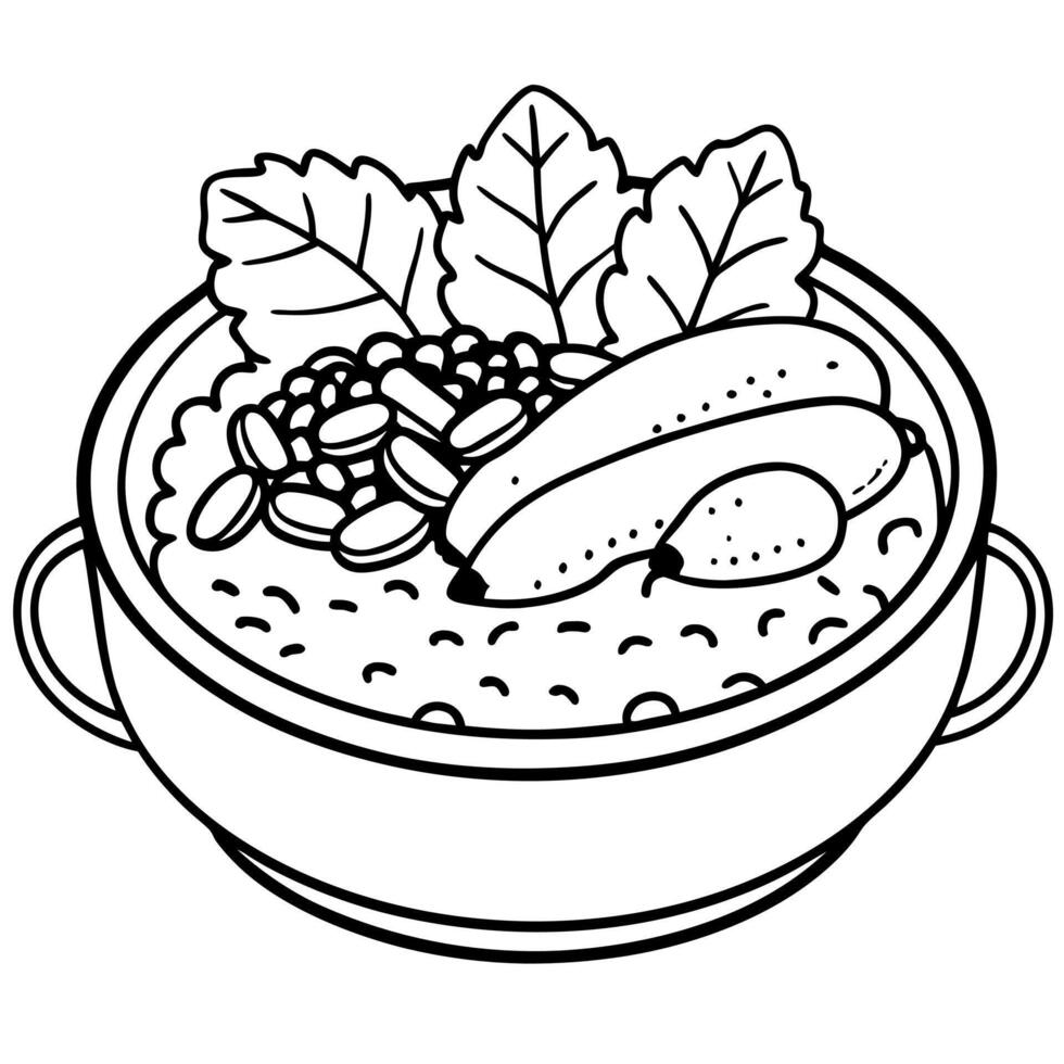 Classic Brazilian Feijoada with Sausages. Rice. and Collard Greens vector
