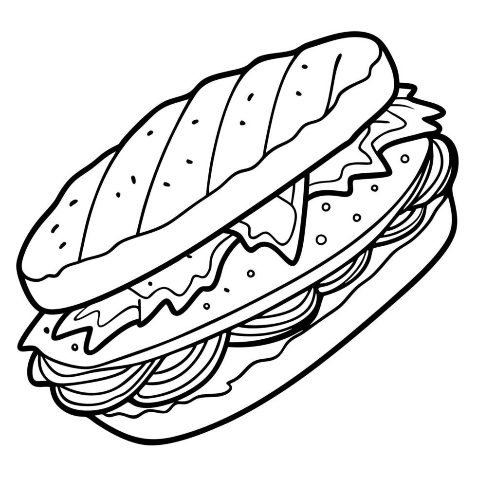 Fresh Tasty Panini. Closeup Top View. Template For Menu Or Recipe. vector