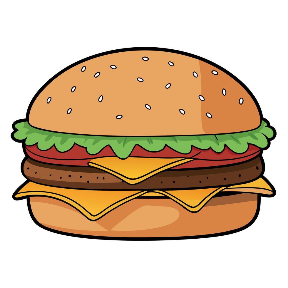Classic Bacon Cheeseburger Render Isolated on Transparent Background vector