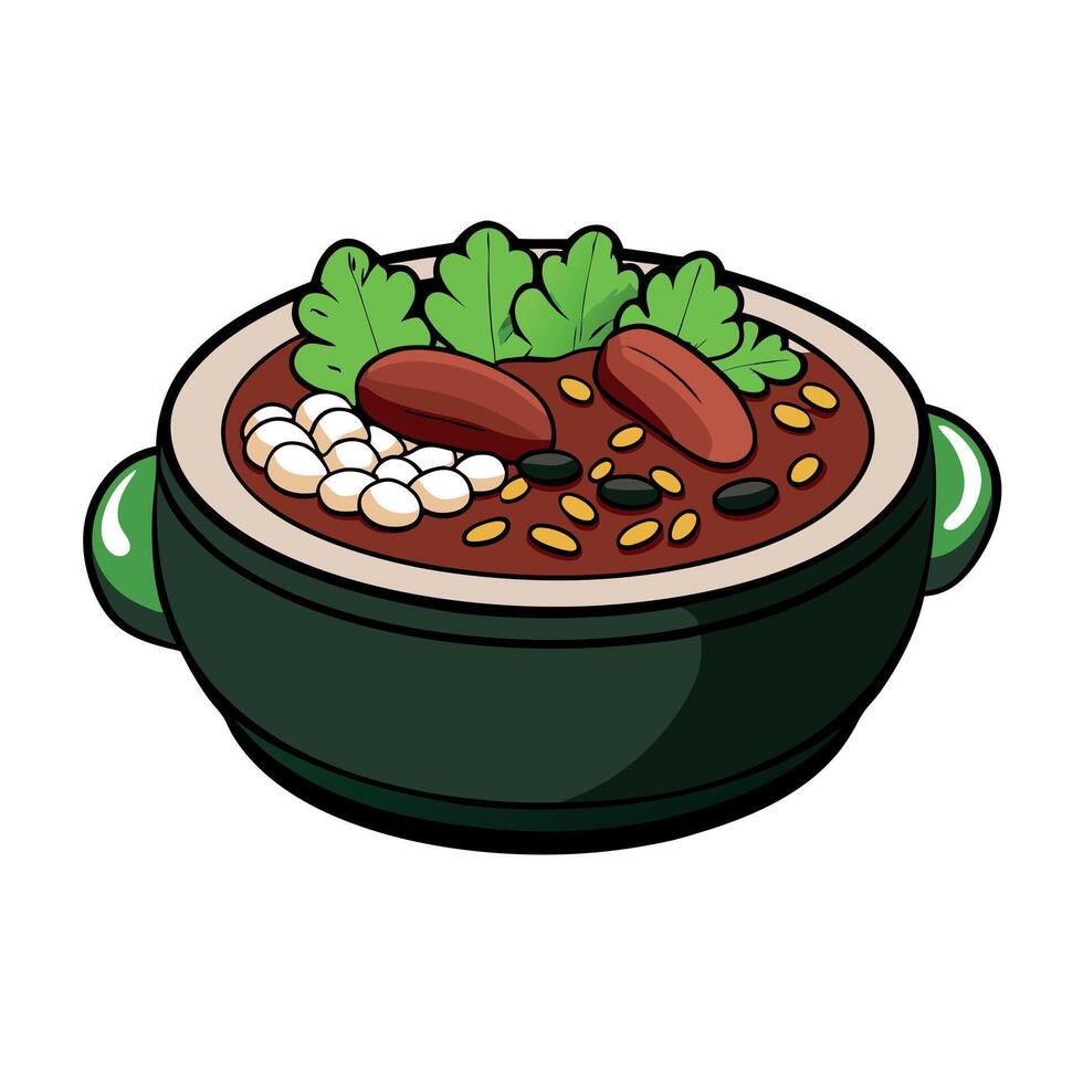 Authentic Brazilian Feijoada with Sausages. Rice. and Collard Greens vector