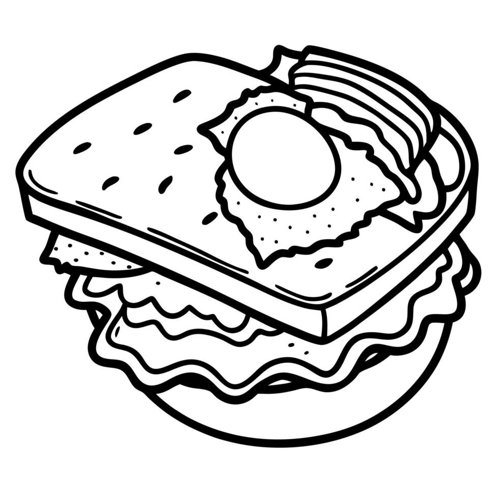 Delicious breakfast sandwich with egg. bacon. and cheesy biscuit. vector