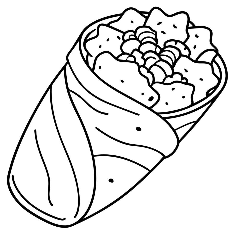 Breakfast Burrito With Scrambled Eggs. Bacon. Cheese. and Potatoes vector