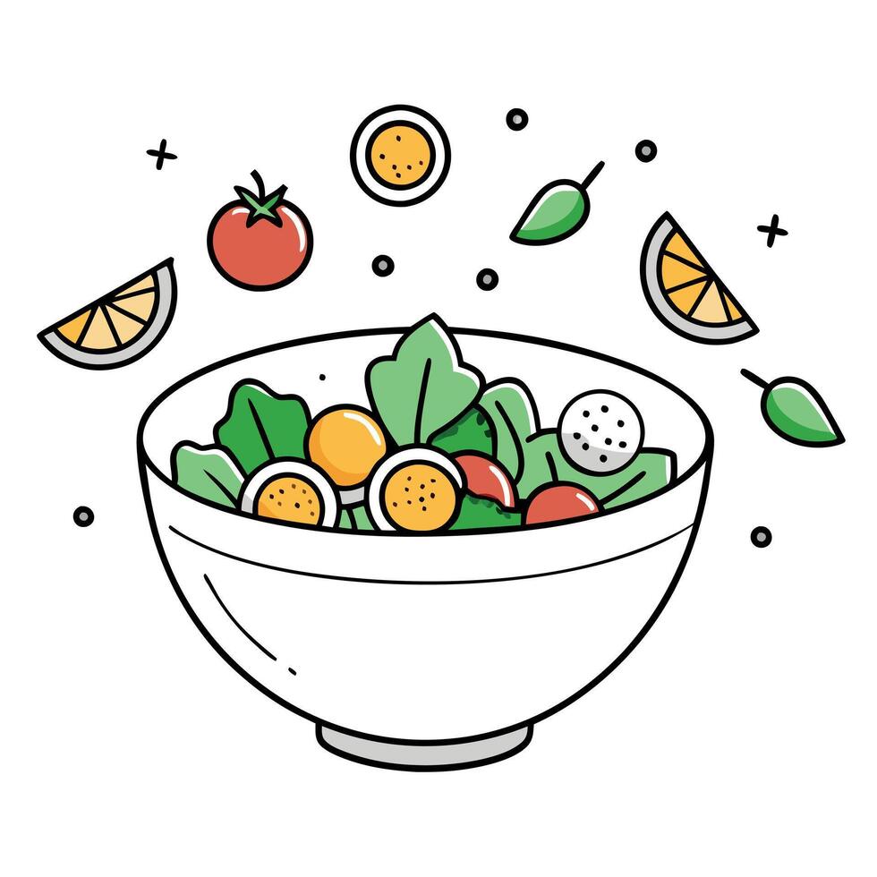 Gourmet salad ingredients layout ready for a culinary masterpiece vector