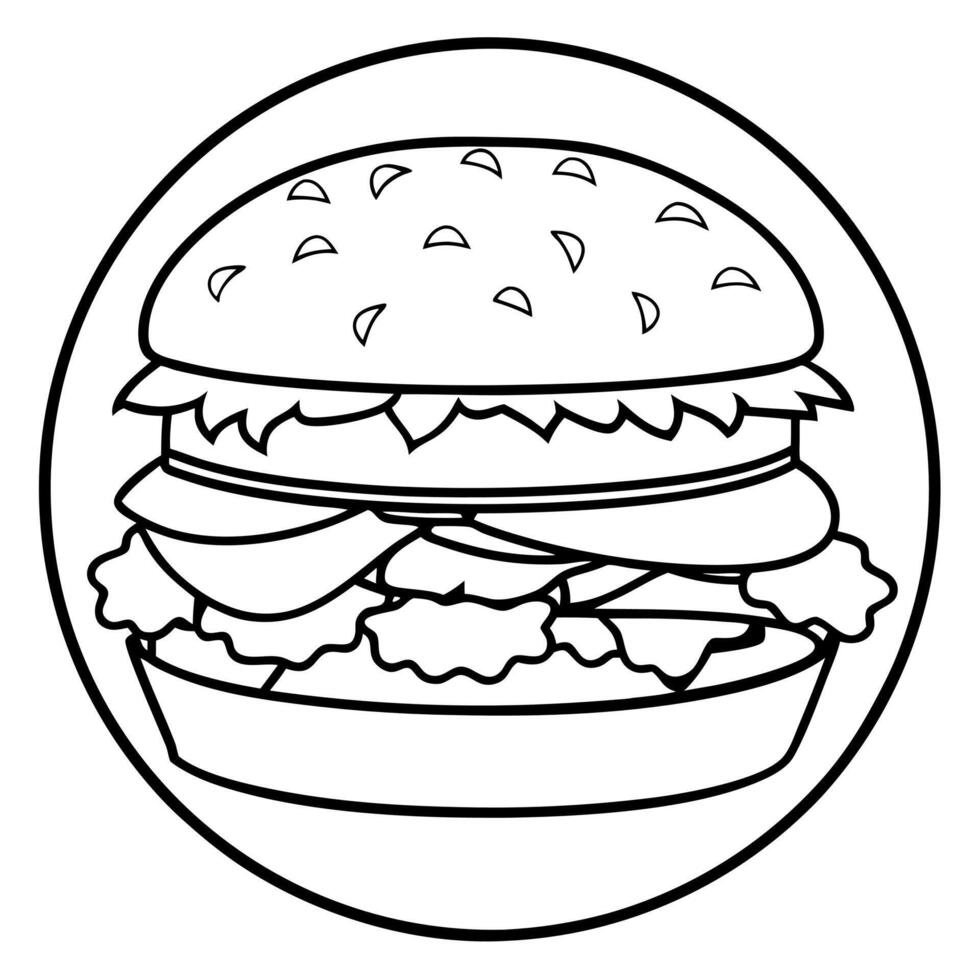 Hamburger with lettuce. tomato. and cheese on it. Food background vector