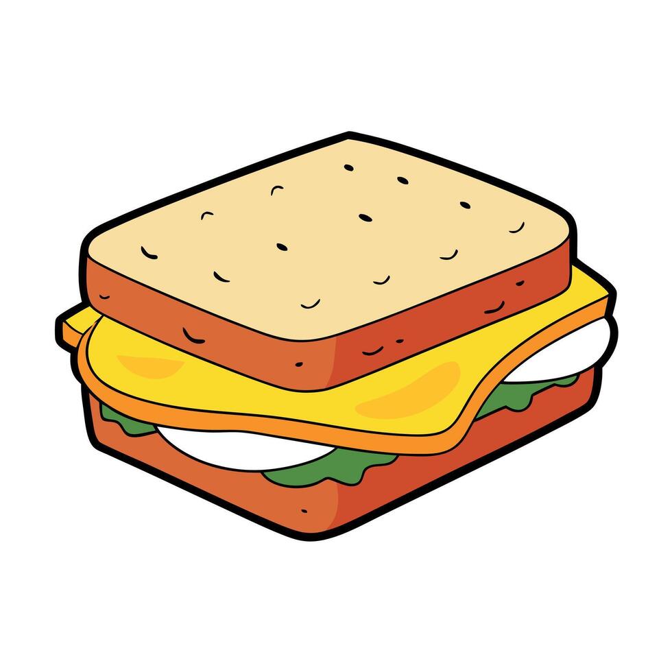 Egg and cheese sandwich isolated on white or transparent background vector
